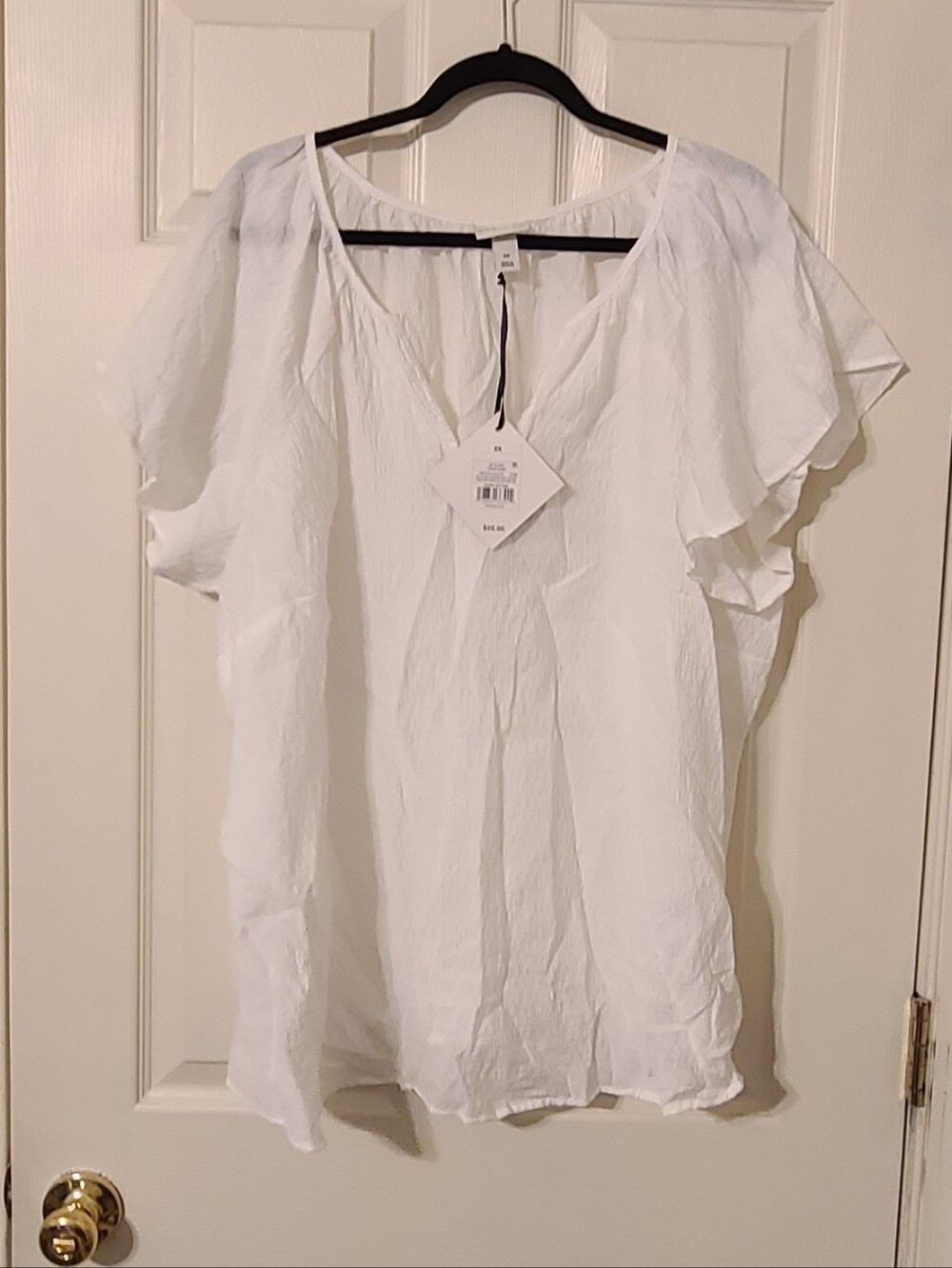 Ava & Viv Lightweight White Flutter Sleeve Women's Top - Size 2x